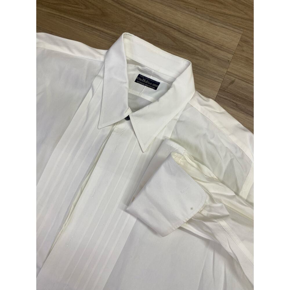 VTG Gitman Brothers USA solid white French cuff tuxedo dress shirt, 18.5-33